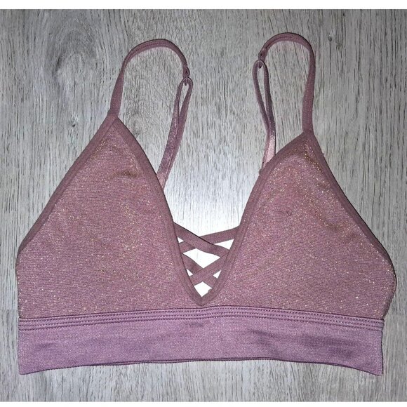 PINK Victoria's Secret Other - Victoria's Secret PINK Mauve Glitter Unlined Triangle Bralette Size Extra Small